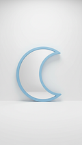Sky blue crescent mirror with minimalist finish