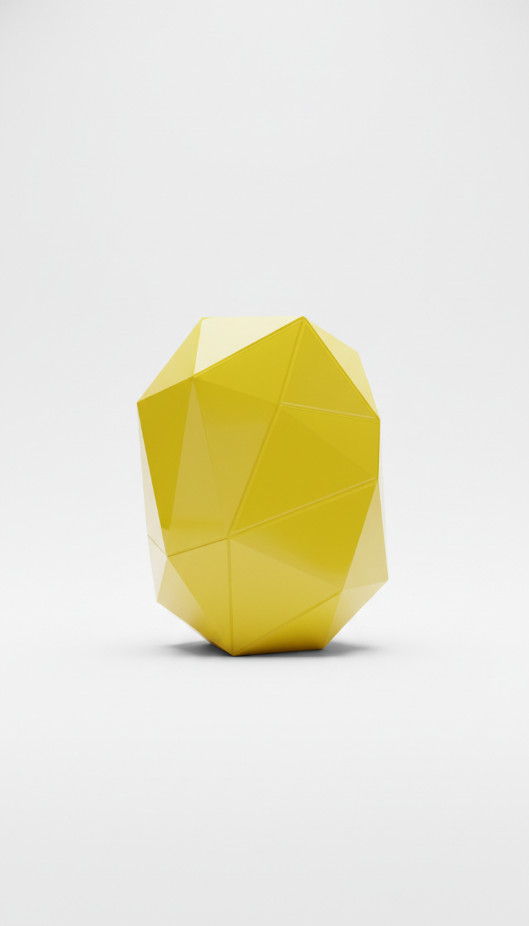 Electric yellow prism mirror with sculptural frame